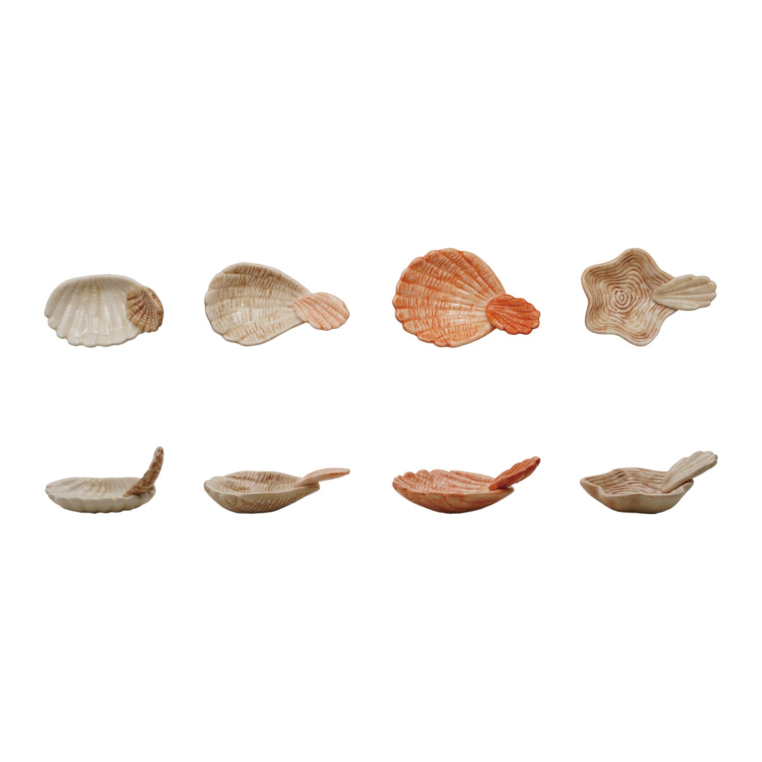 Stoneware Shell Dish with Shell Shaped Handle, 4 Styles
