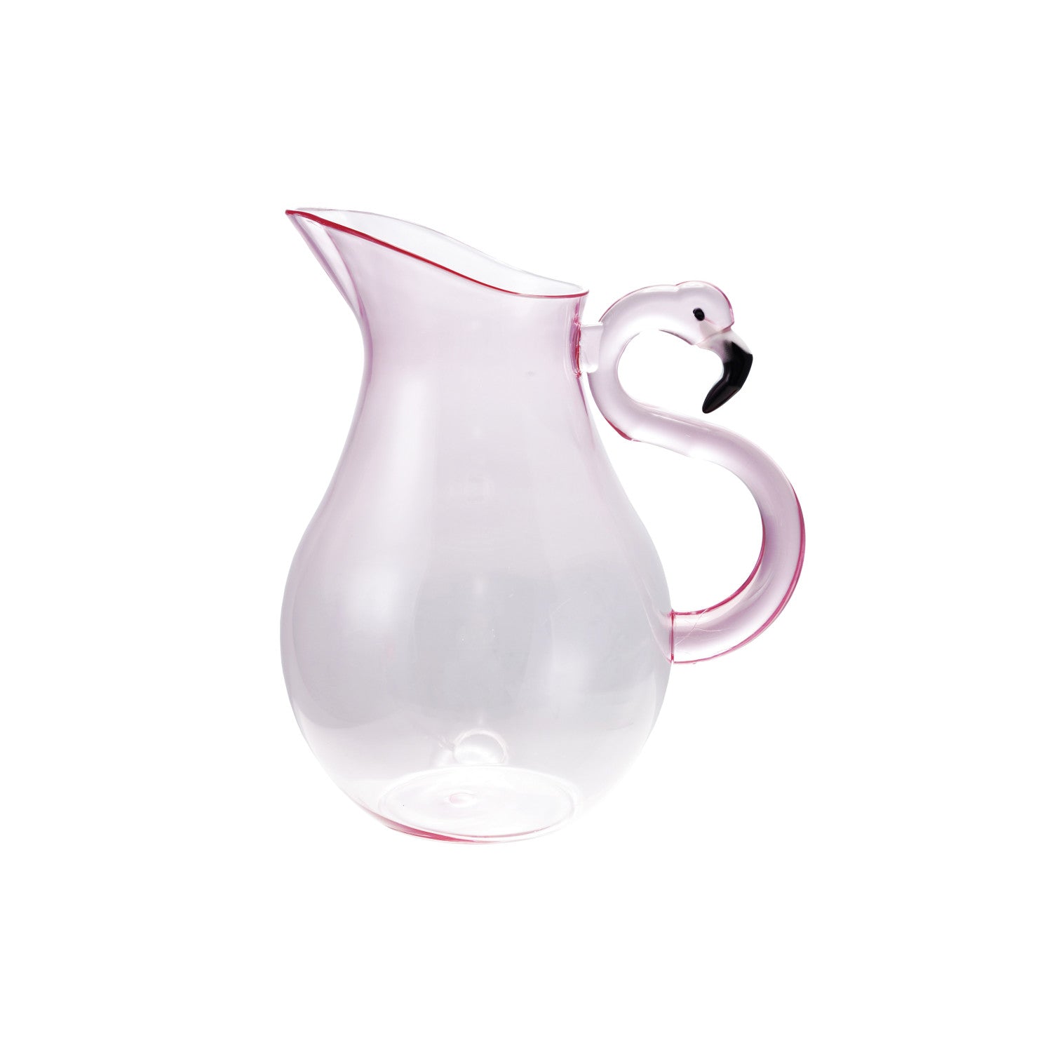 2-1/2 Quart Acrylic Pitcher with Flamingo Handle, Pink & Black