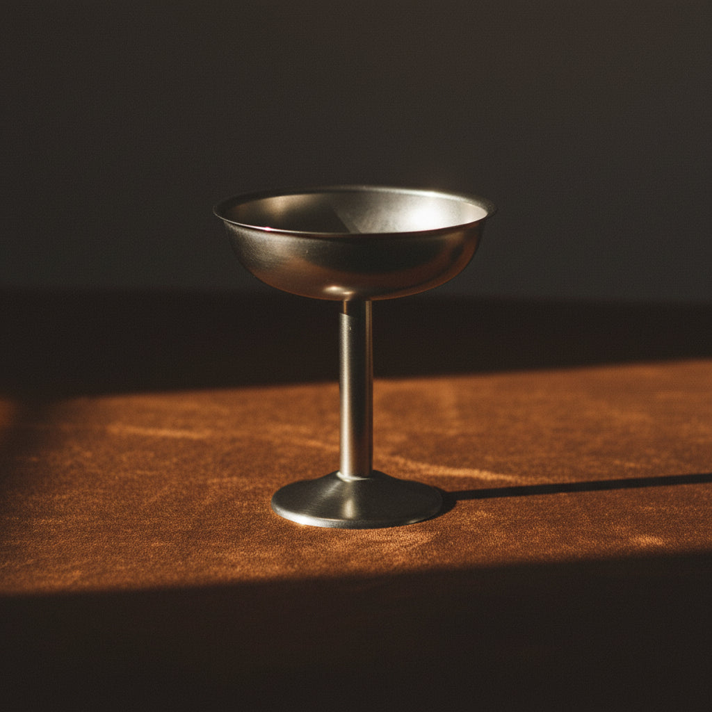 5 oz. Stainless Steel Footed Coupe Glass/Dish, Brushed Pewter Finish