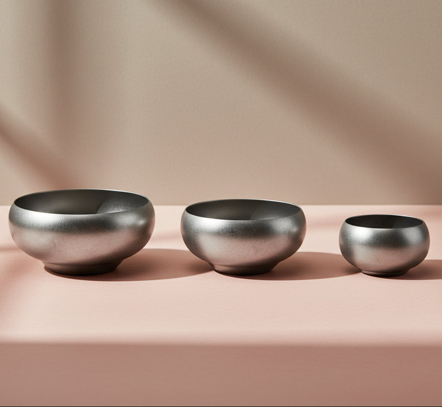 Stainless Steel Nesting Bowls, Brushed Pewter Finish, Set of 3