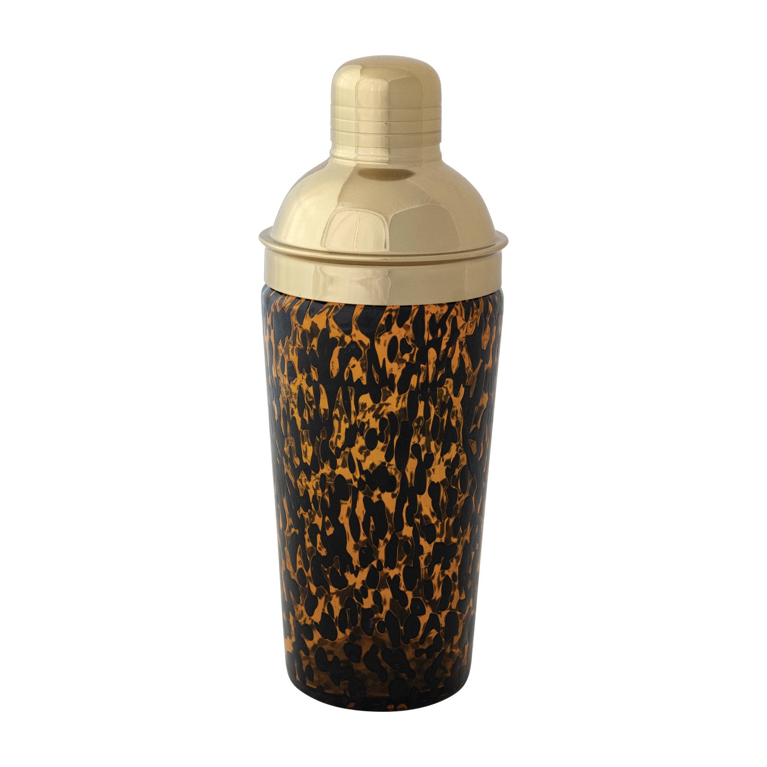 20 oz. Confetti Glass Cocktail Shaker w/ Stainless Steel Top, Tortoise Shell & Gold Finish