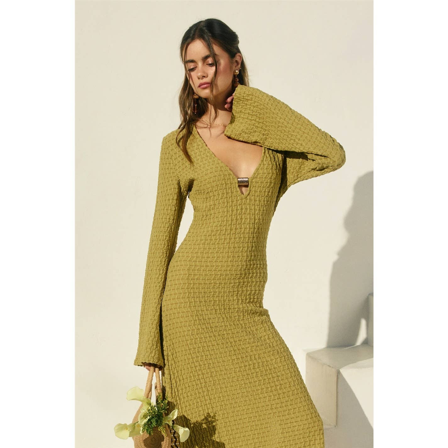 Ecru Escape Gold Trim Bell Sleeve Maxi Dress - Salt & Creek