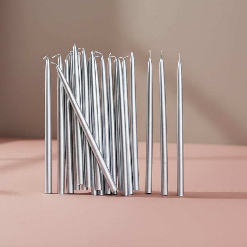 Unscented Thin Taper Candles in Box, Set of 24 (Est. Burn Time 3 Hours)