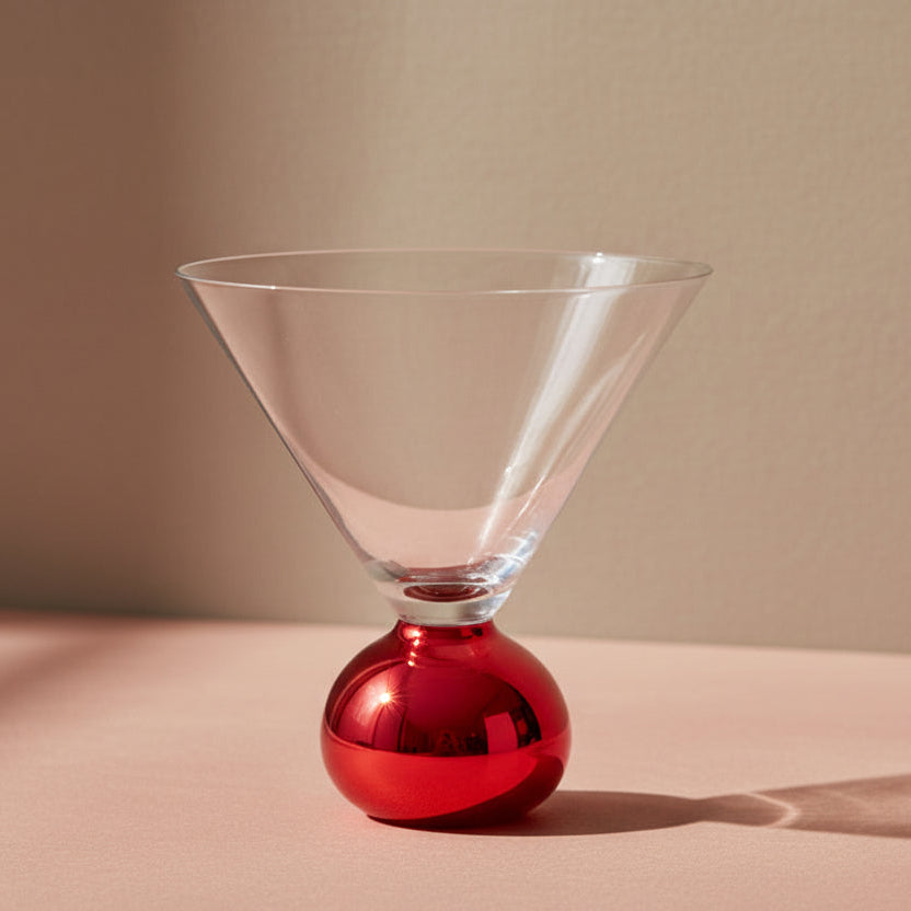 12 oz. Martini Glass with Red Electroplated Ball Stem