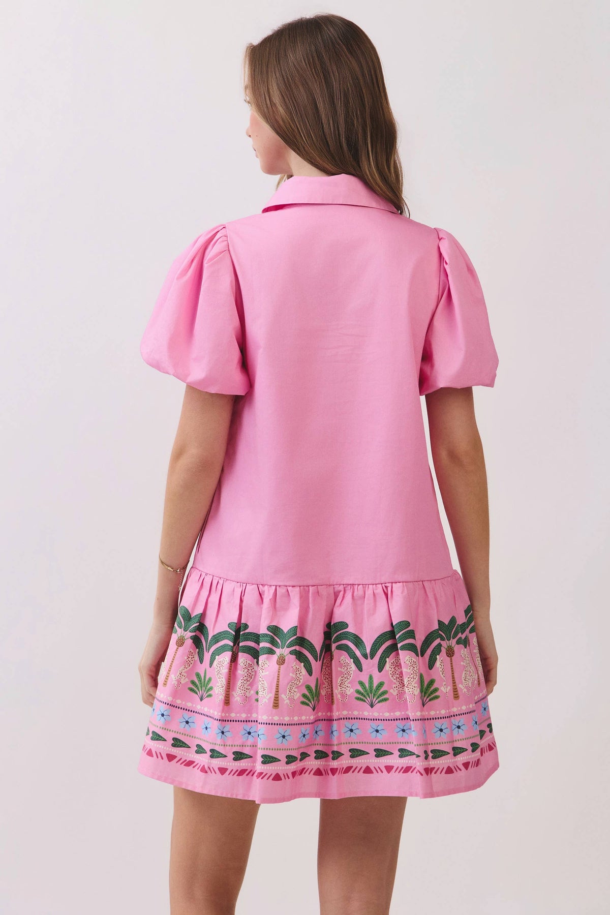 Tropical Border Puff Sleeve Mini Dress - Salt &amp; Creek