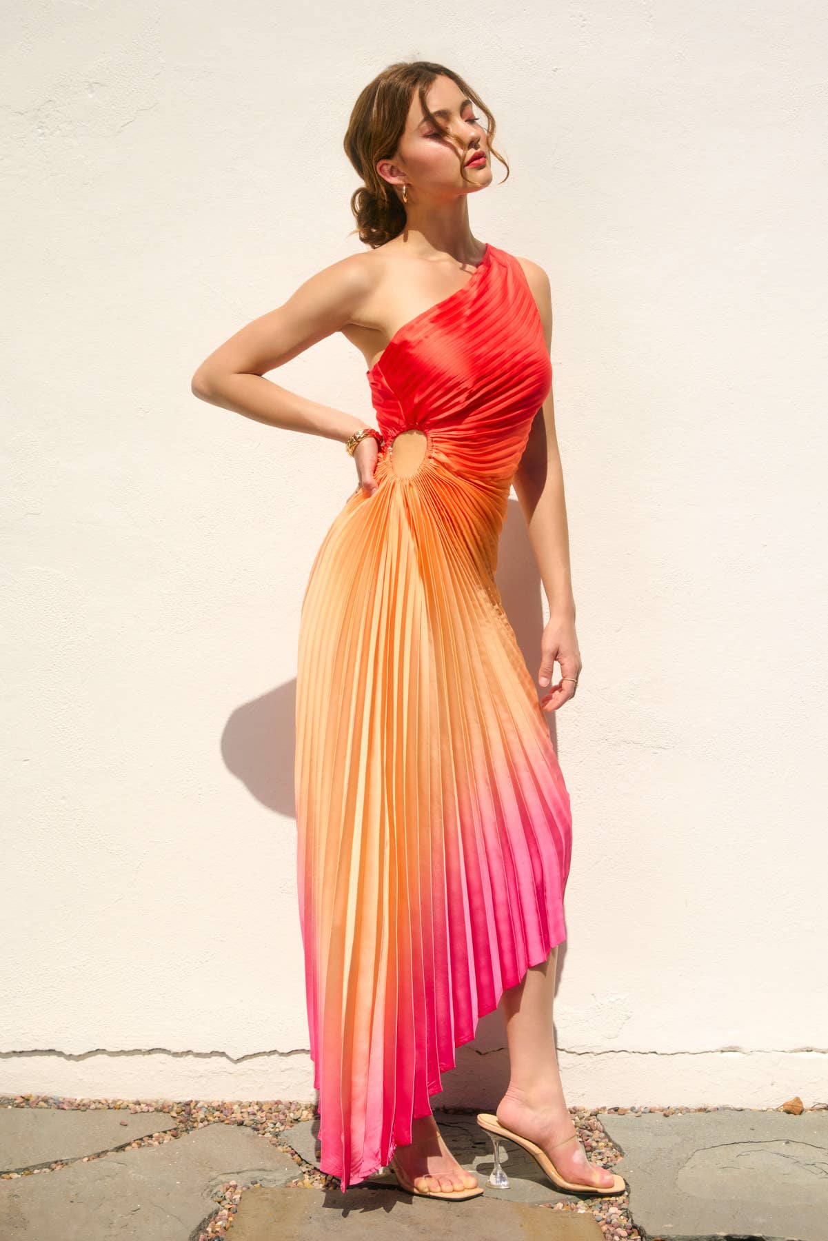 Radiance Ombre Asymmetrical Pleated Maxi Dress (1) - Salt &amp; Creek