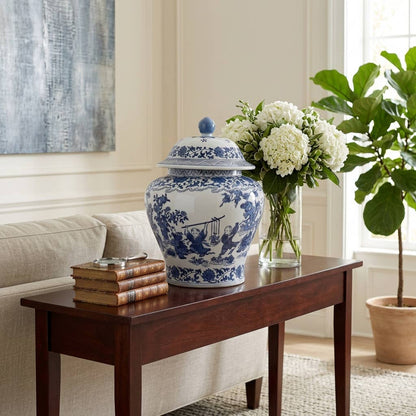 Blue Blossoms Temple Jar