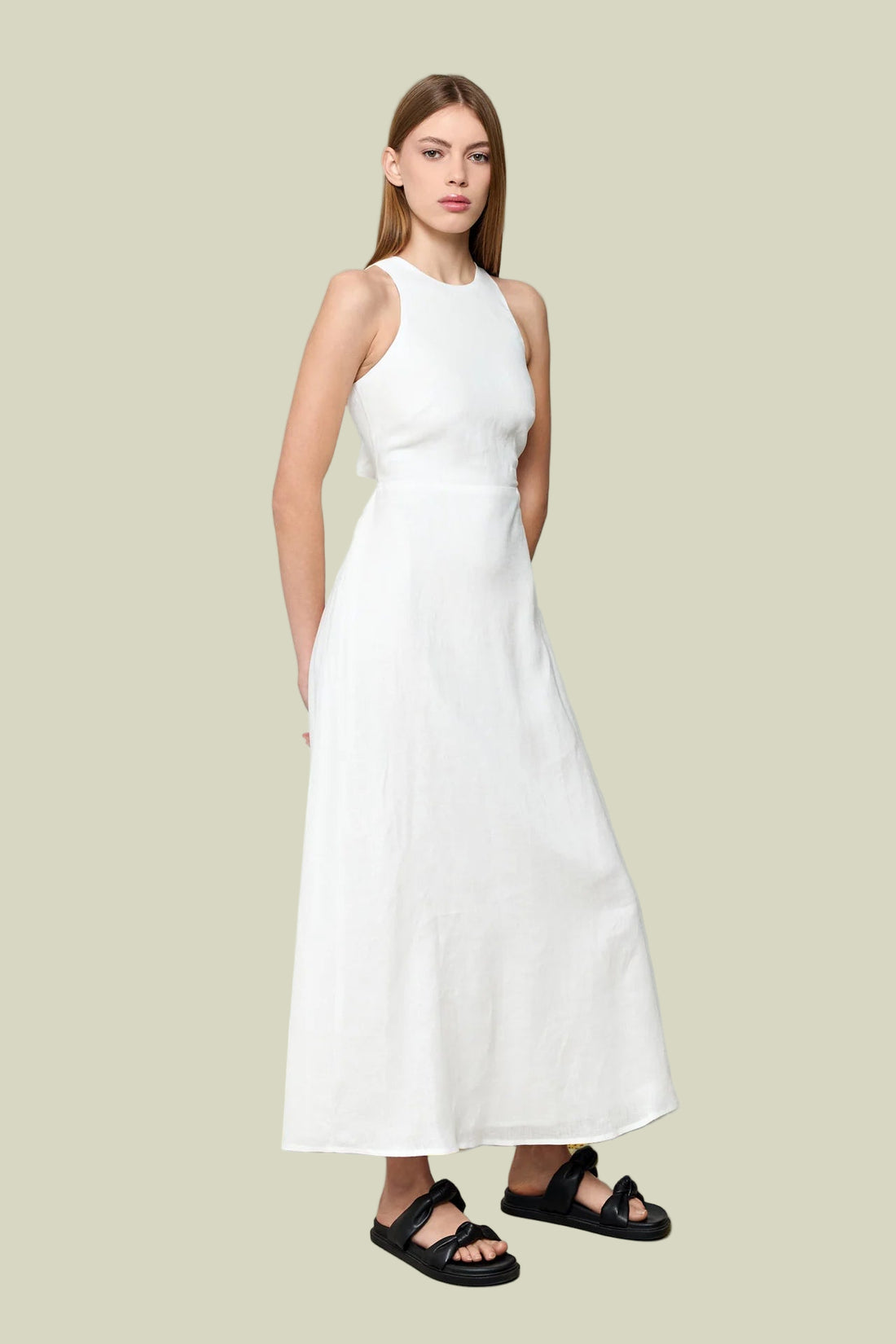 White Penelope Linen Dress