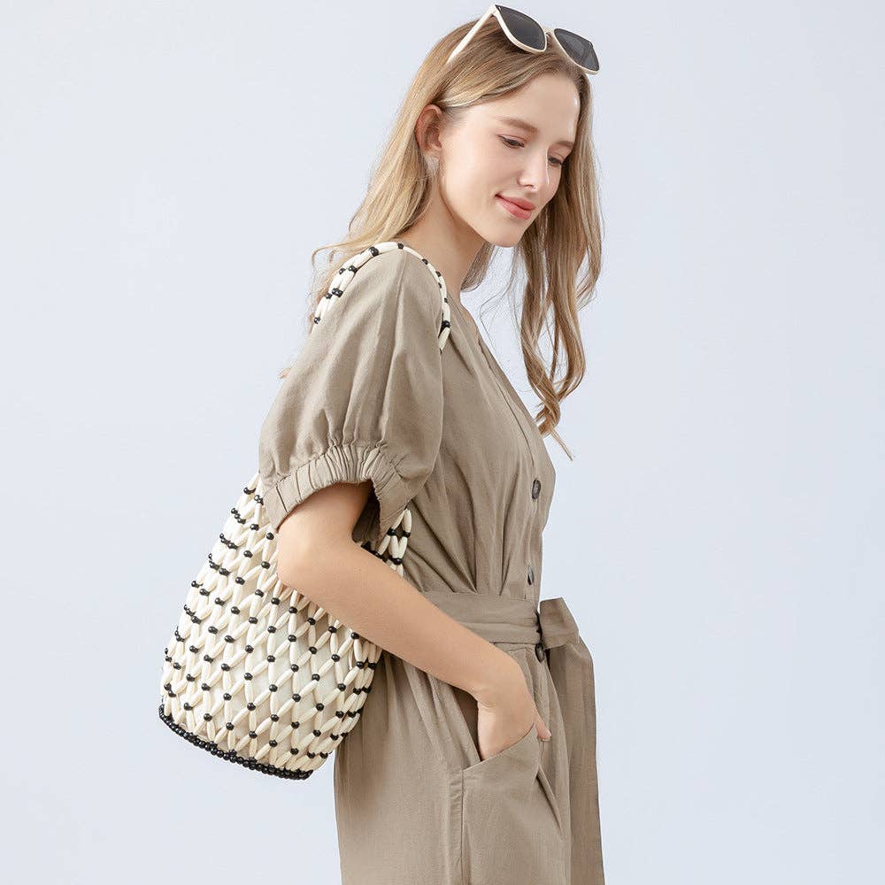 Hollow Wooden Bead Handmade Shoulder Bag