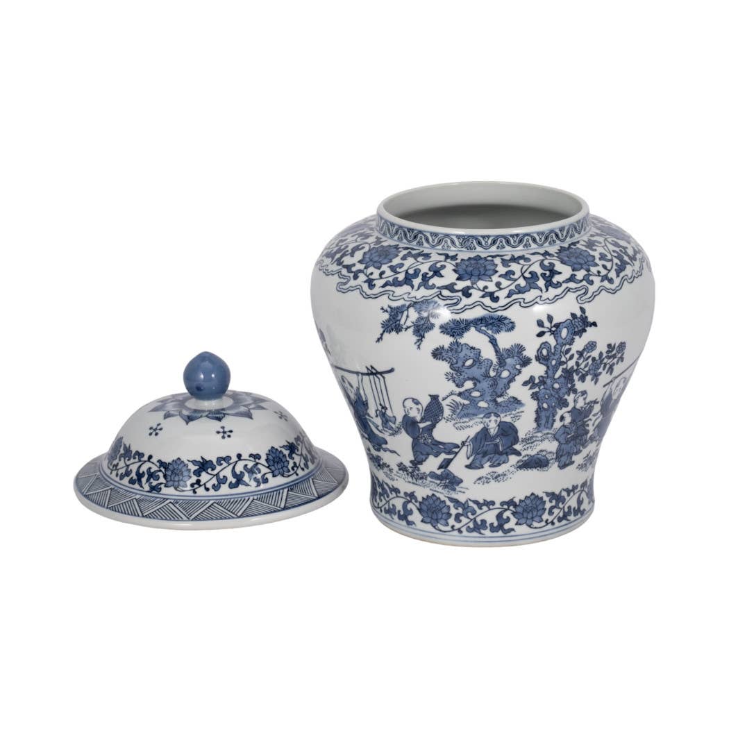 Blue Blossoms Temple Jar