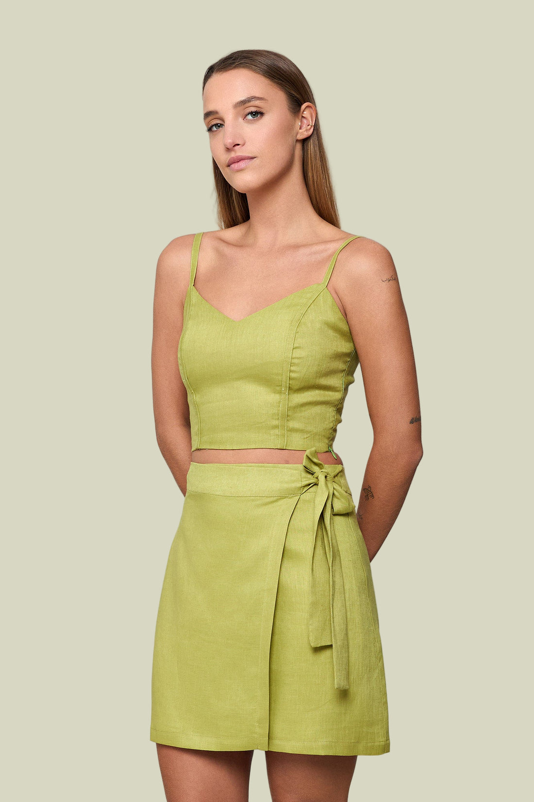 Olive Danae Linen Wrap Skirt