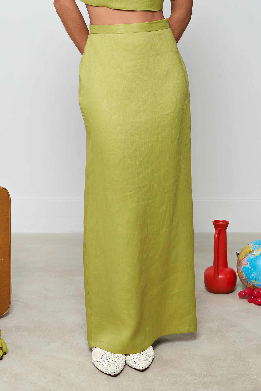 Olive Megara Linen Maxi Skirt