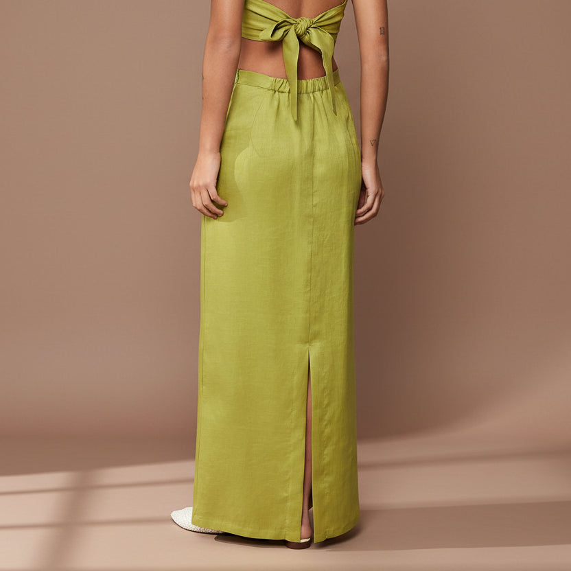 Olive Megara Linen Maxi Skirt - Salt &amp; Creek