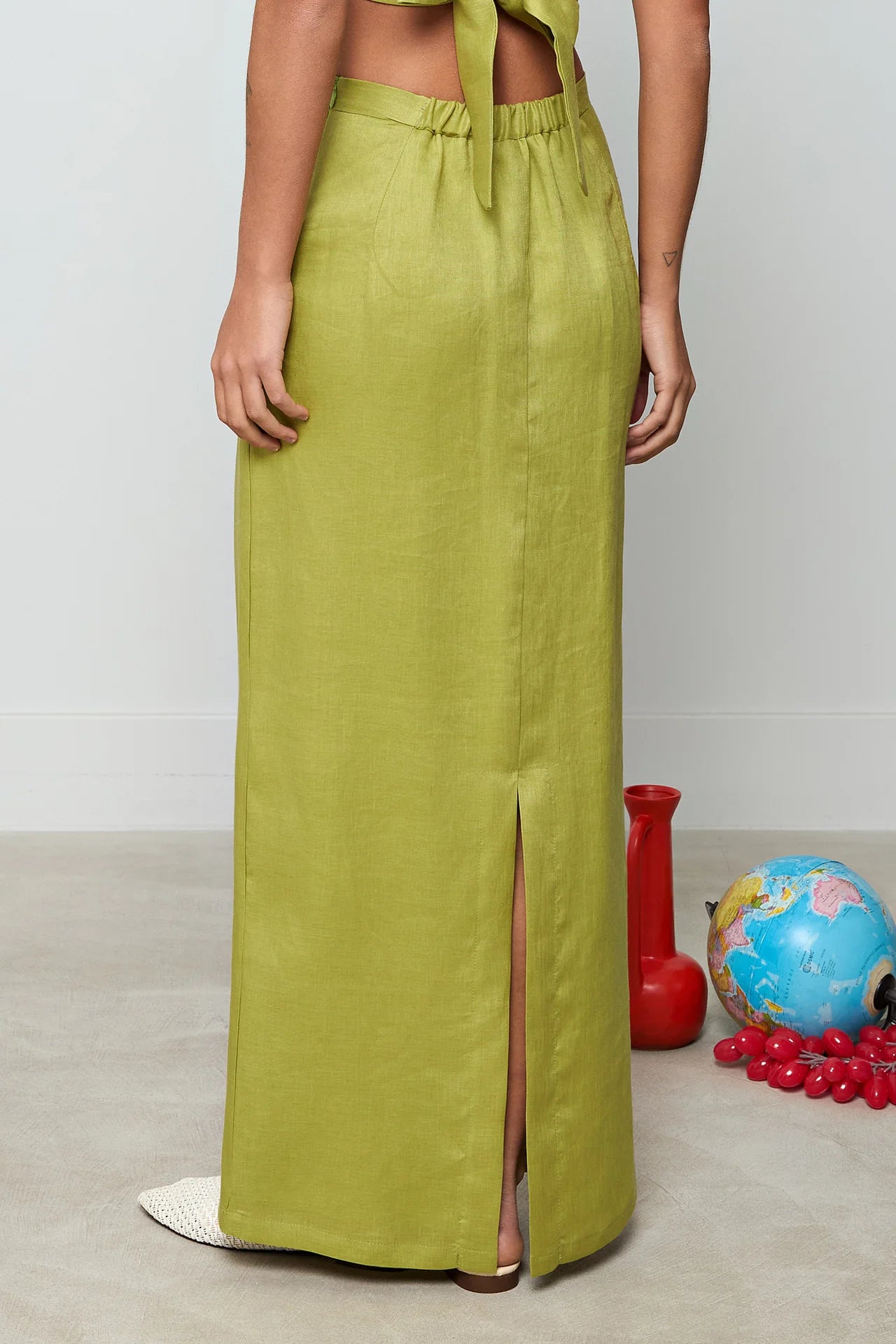 Olive Megara Linen Maxi Skirt