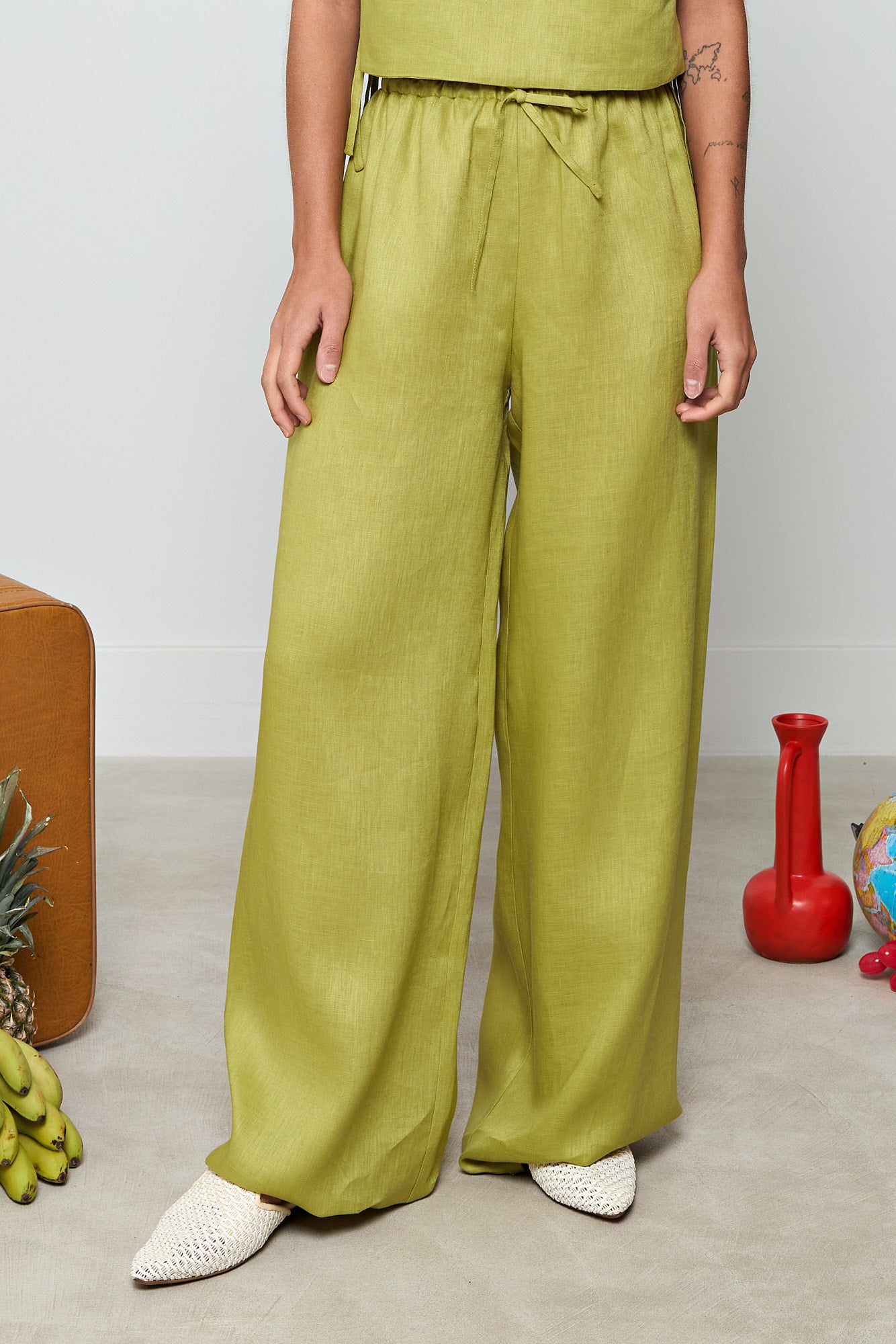 Olive Calypso Linen Pants