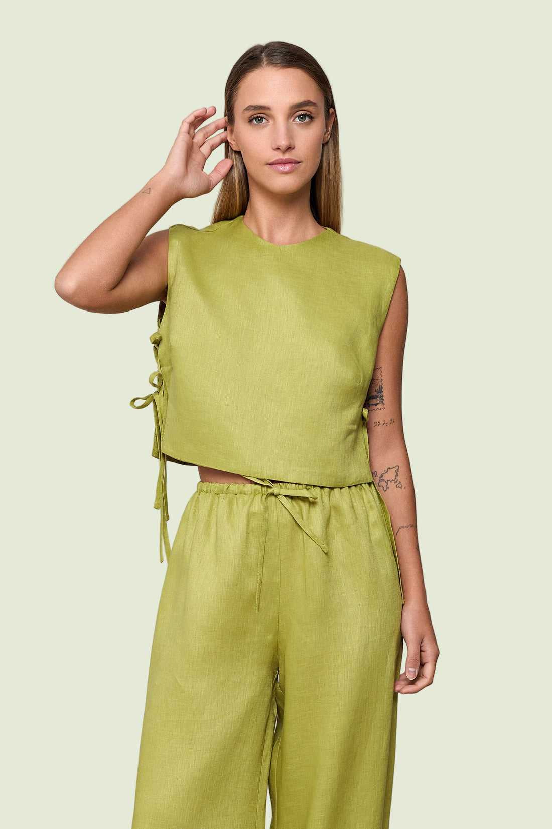 Olive Calypso Linen Pants