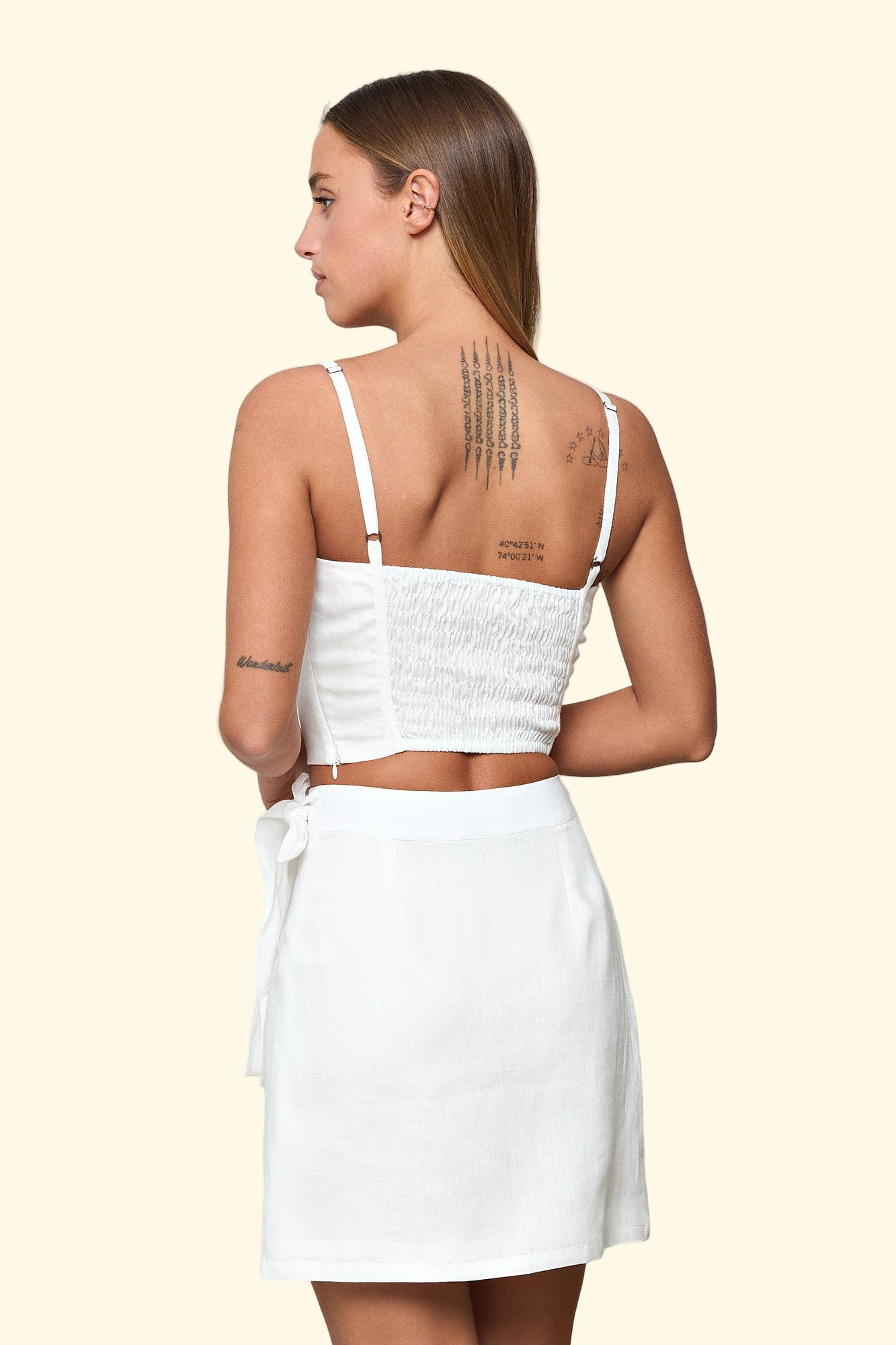 White Danae Linen Wrap Skirt