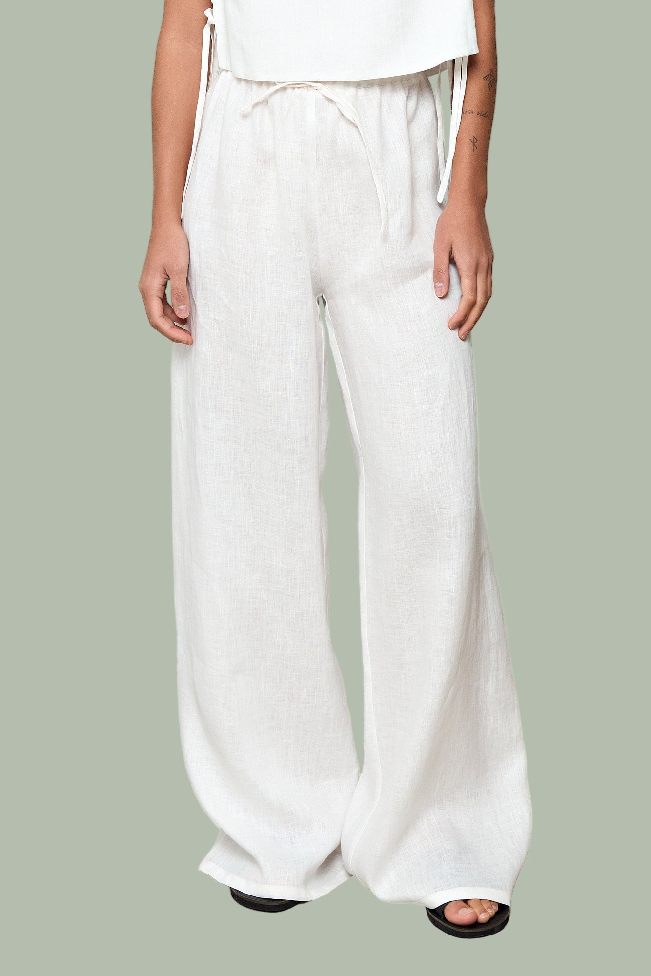 White Calypso Linen Pants