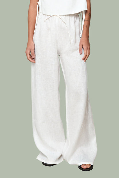 White Calypso Linen Pants