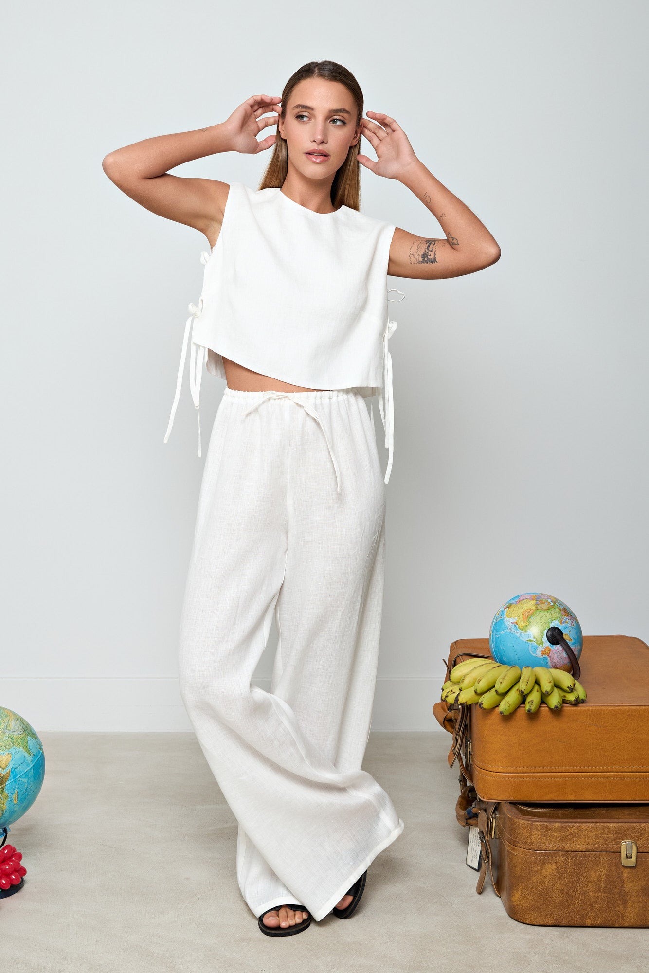 White Calypso Linen Pants