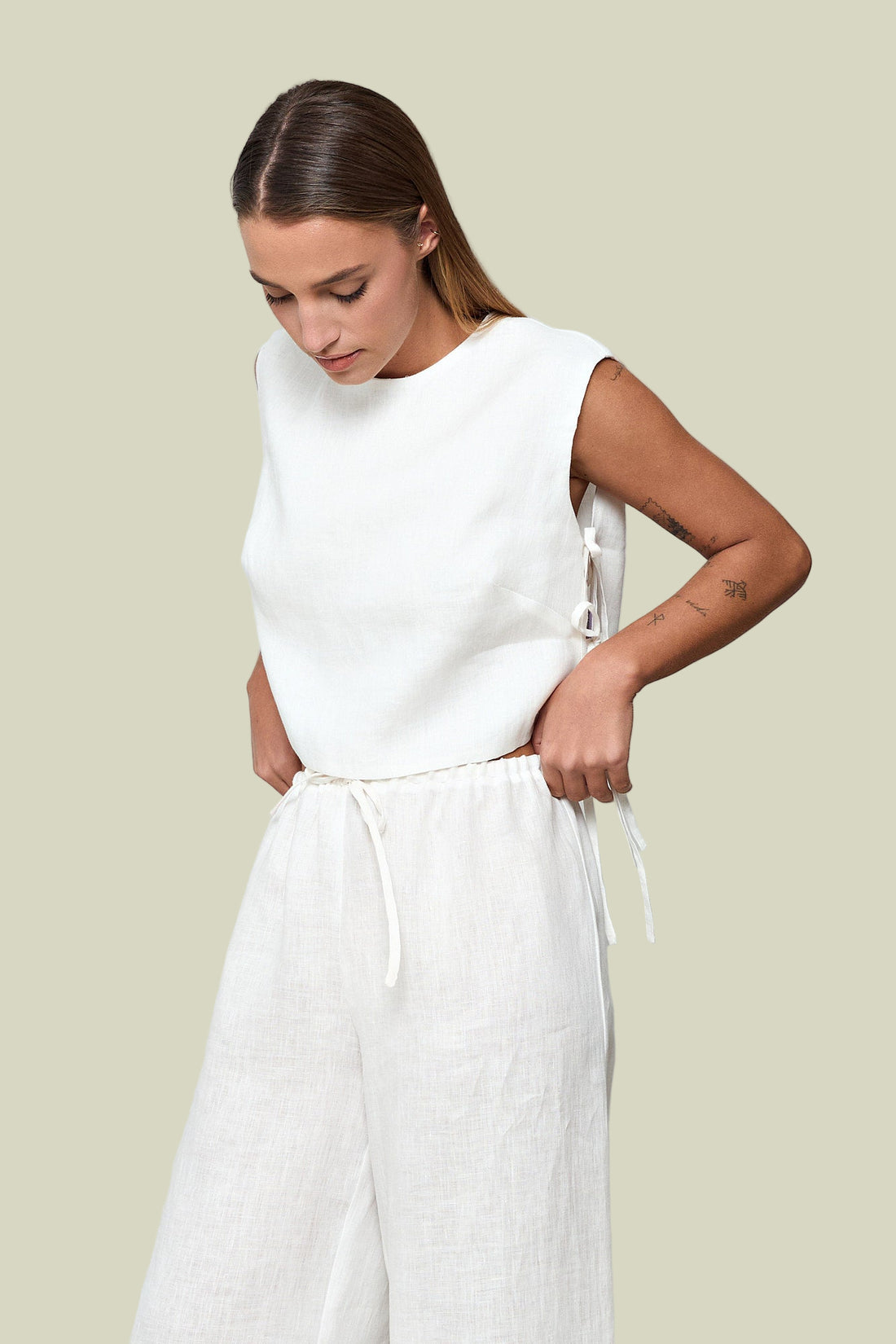 White Calypso Linen Pants