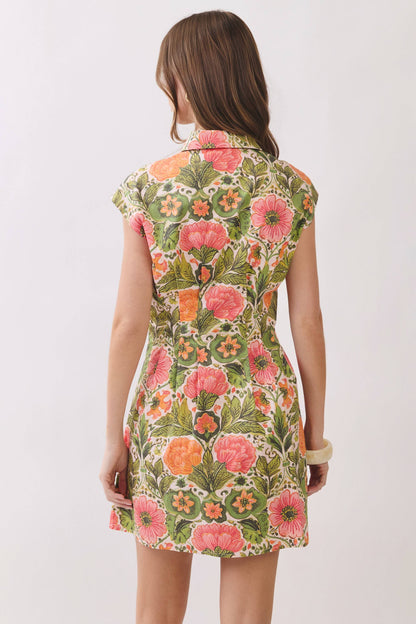 Floral Print Button-Front Mini Dress - Salt &amp; Creek