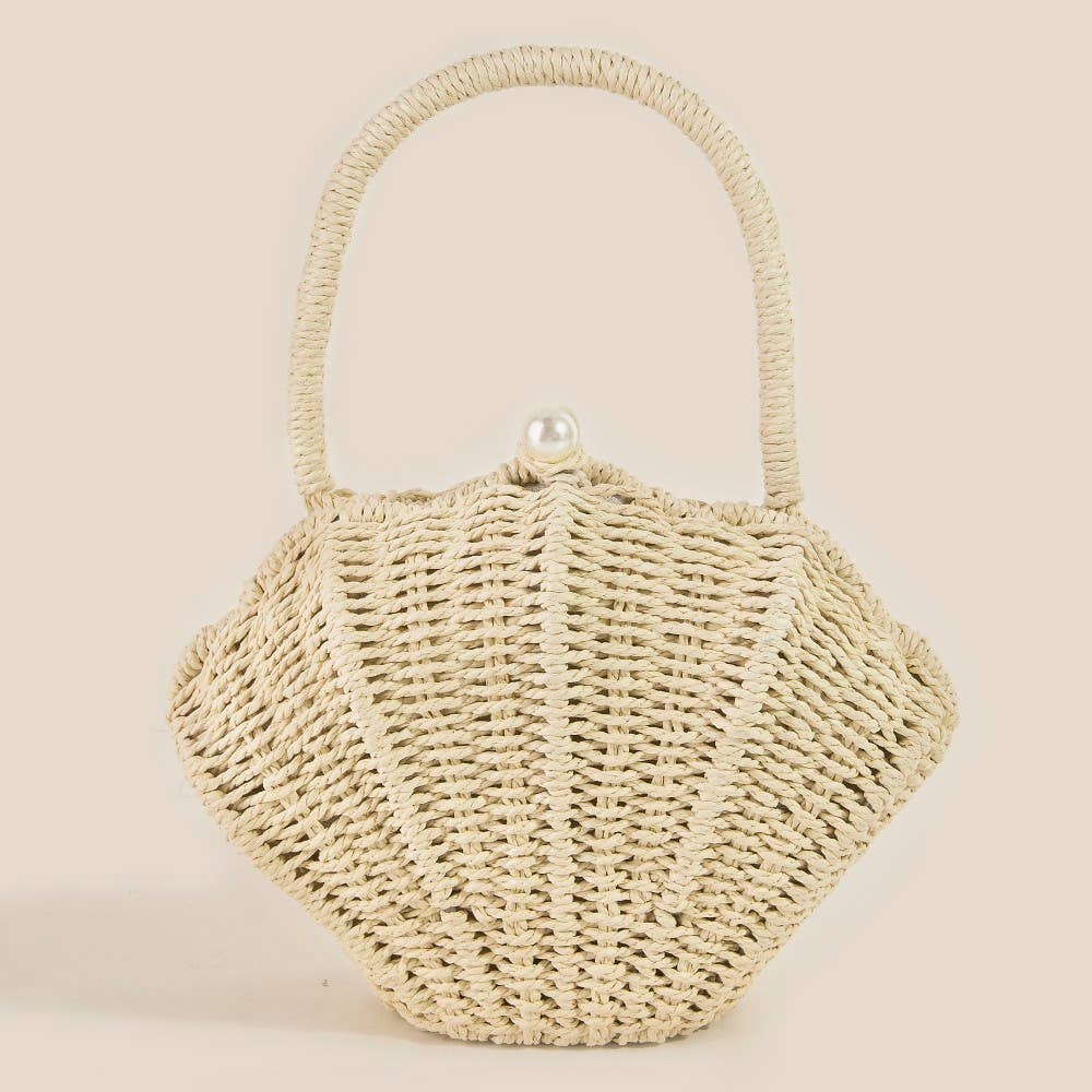Straw Shell Braided Top Handle Bag