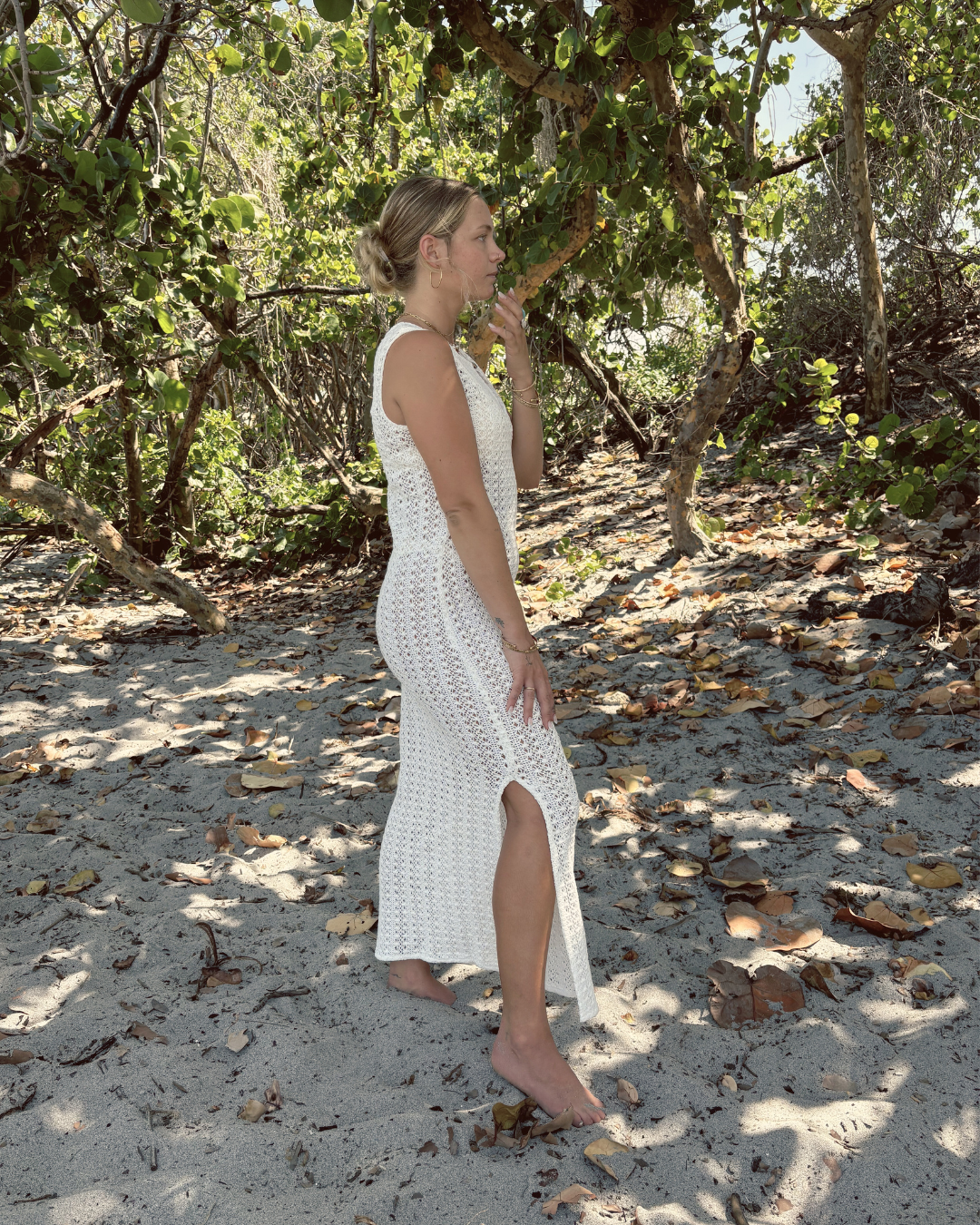 Crochet Cover Up Dress in White
