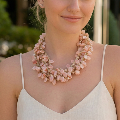 Pink Beaded Collar Necklace | Coastal Statement Jewelry - Salt &amp; Creek