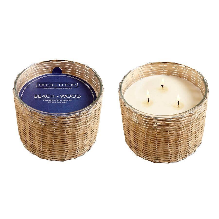 Beach Wood 3 Wick Handwoven Candle 21oz. Ctn. 4 - Salt &amp; Creek