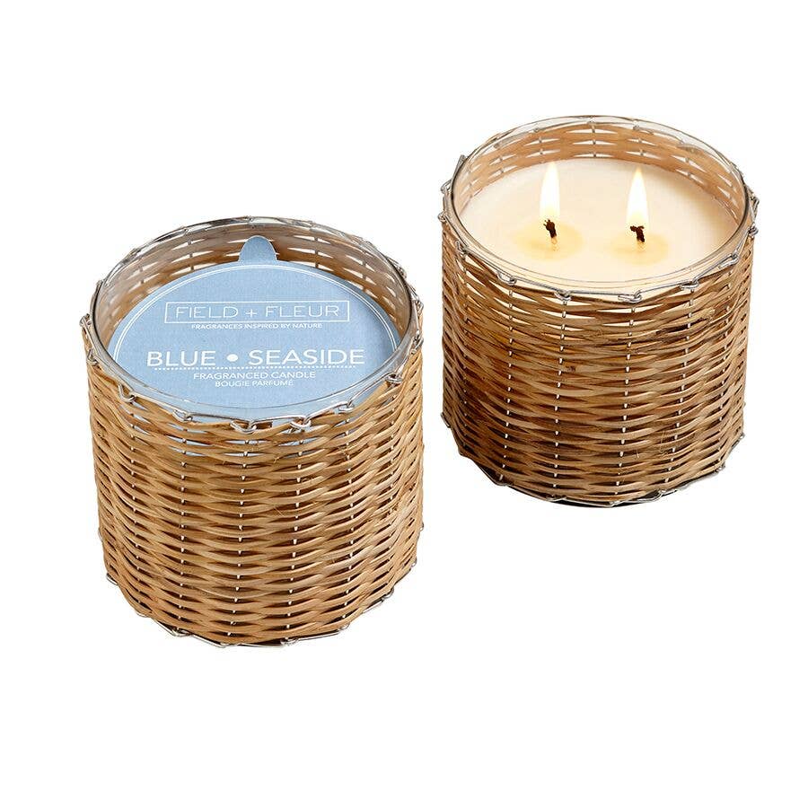 Blue Seaside 2 Wick Handwoven Candle 12oz. Ctn.6 - Salt &amp; Creek
