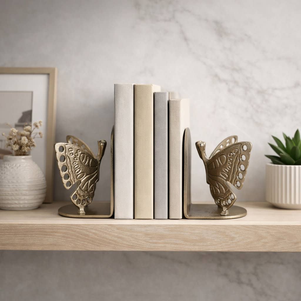 Golden Butterfly Bookends