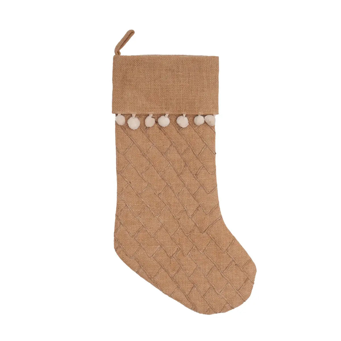 Christmas Burlap Pom-Pom Stocking