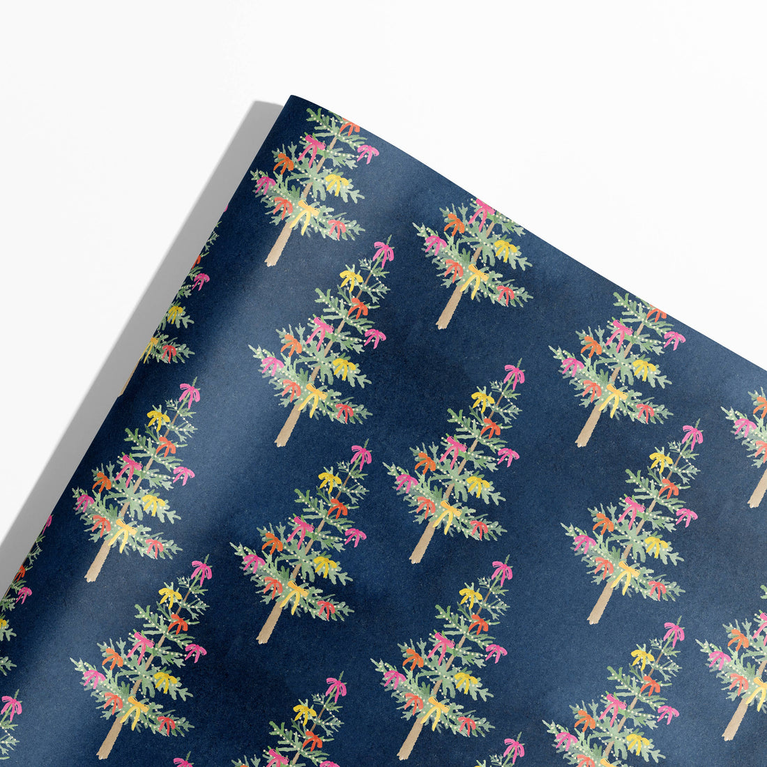 Whimsical Christmas Trees with Bows Gift Wrap