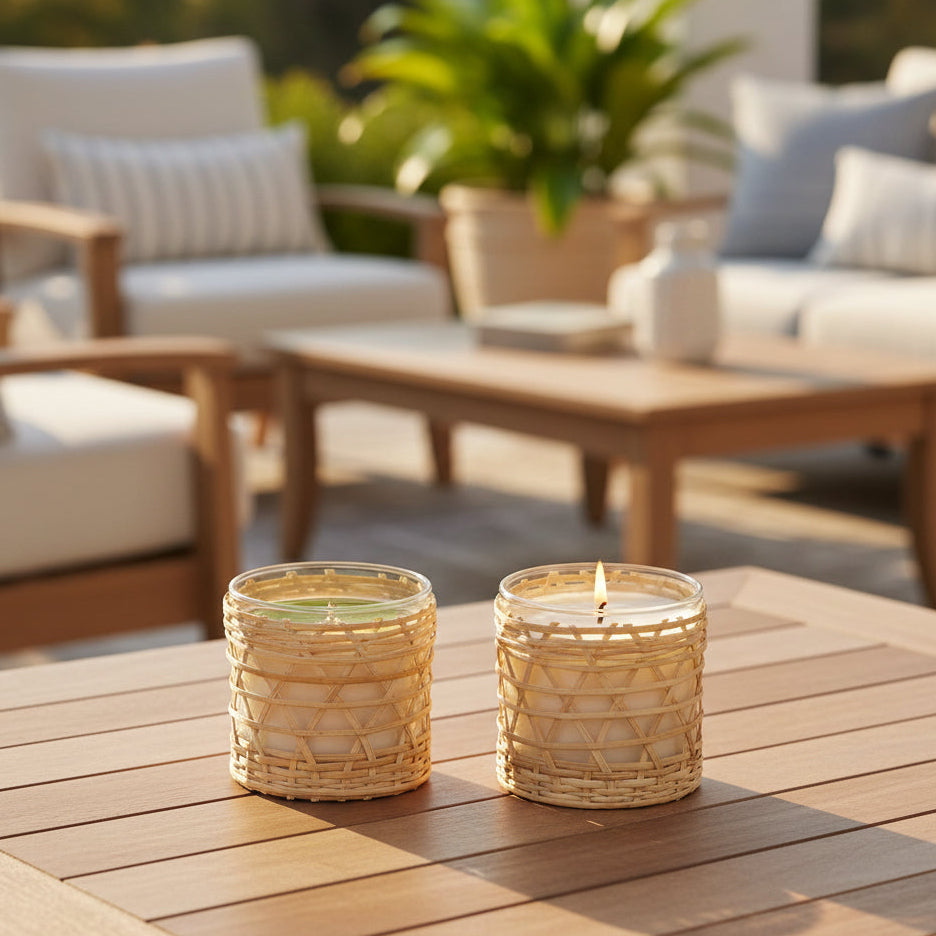 Eucalyptus Mint Citronella Bamboo Wrapped Candle 7oz. Ctn. 6 - Salt &amp; Creek