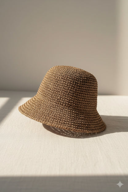 Foldable Raffia Straw Bucket Hat