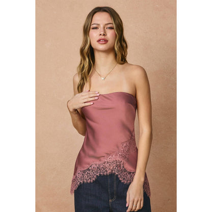 Dull Satin Lace Hem Tube Top - Salt &amp; Creek
