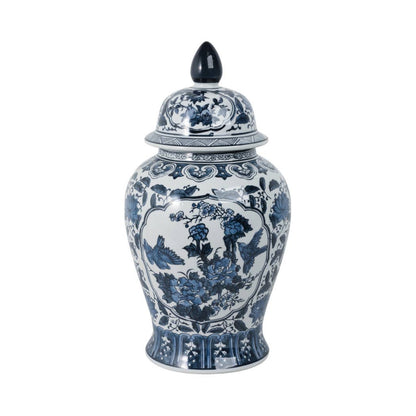Tall Blue Flowers Temple Jar