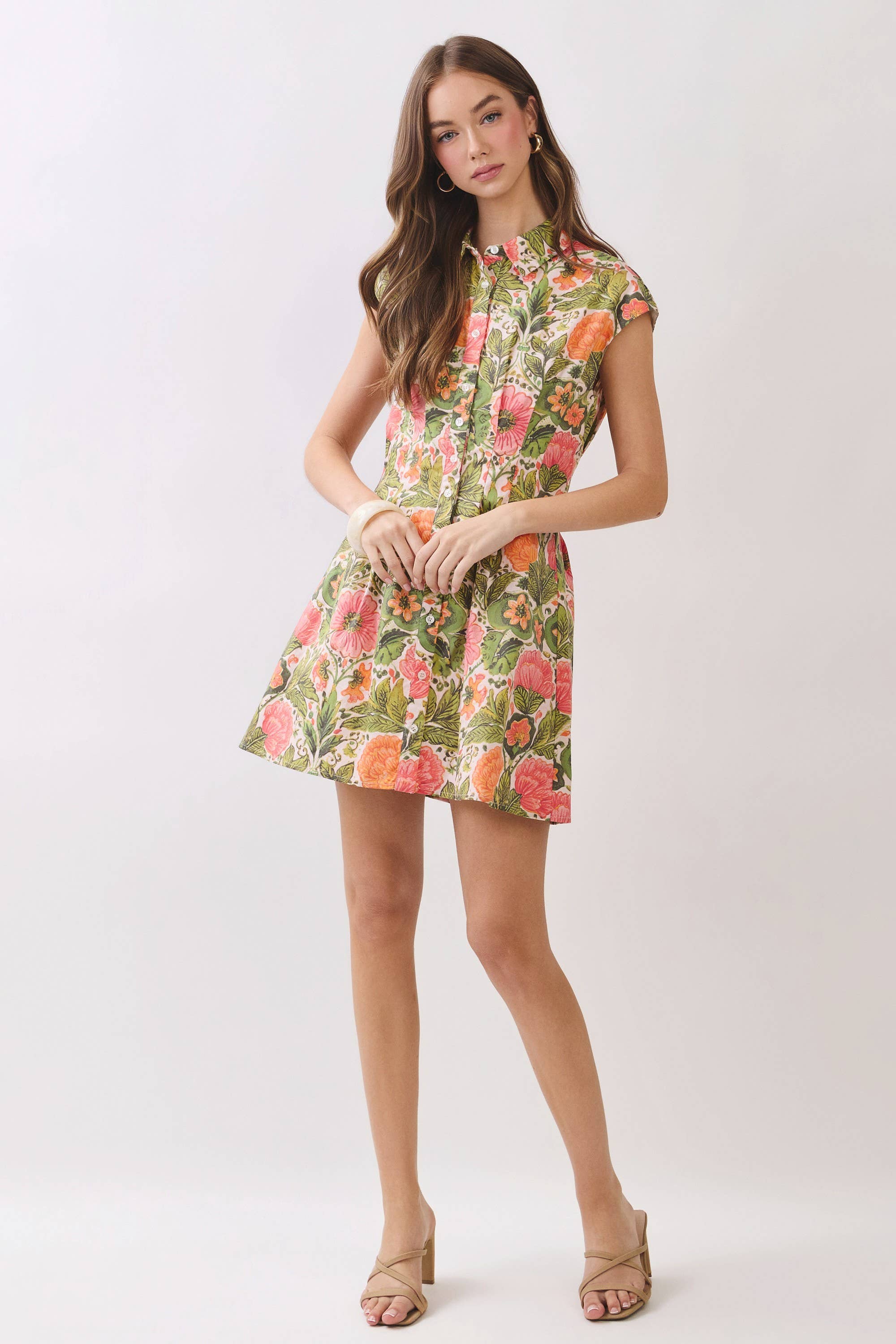 Floral Print Button-Front Mini Dress - Salt &amp; Creek