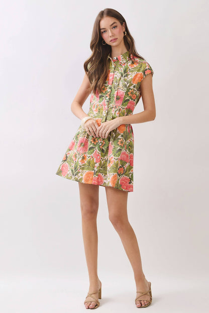 Floral Print Button-Front Mini Dress - Salt &amp; Creek