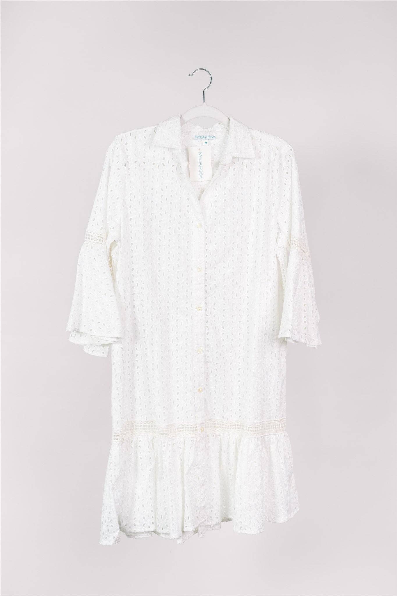 Delaney Midi Dress White Eyelet Lace Dress