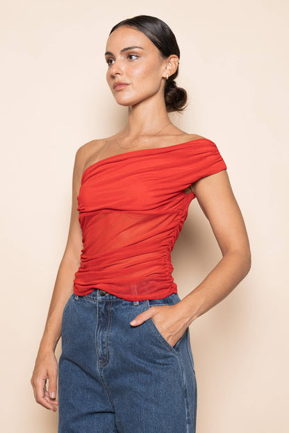 ONE SHOULDER MESH TANK TOP - Salt &amp; Creek