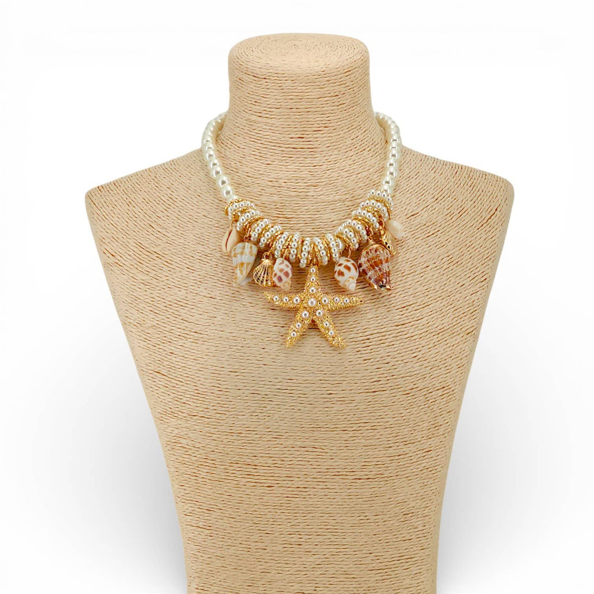 Starfish &amp; Shell Pearl Necklace