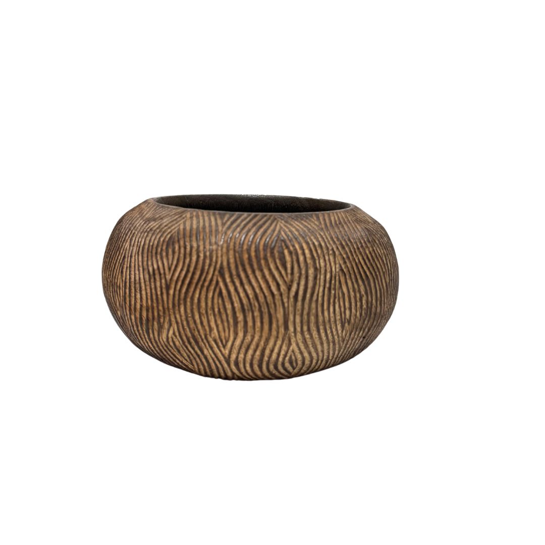 Noir Wood Carved Bowl