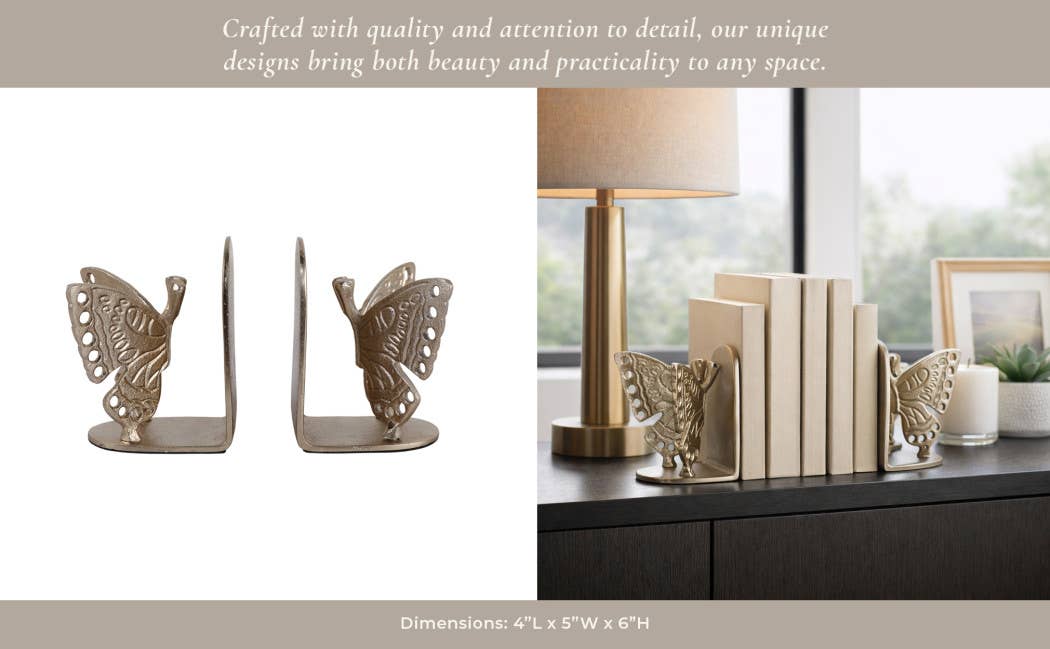 Golden Butterfly Bookends