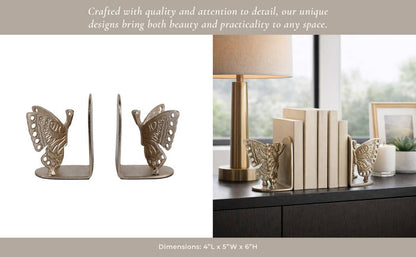 Golden Butterfly Bookends