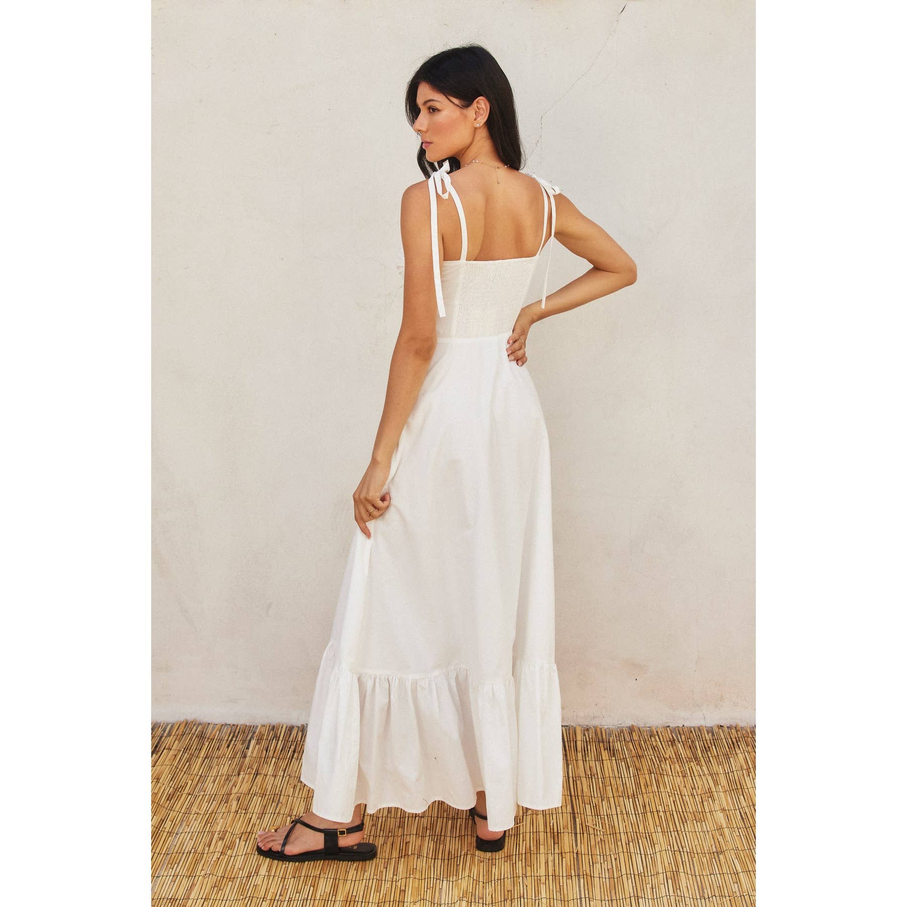 Cotton Poplin Ruched Detail Maxi Dress (1) - Salt &amp; Creek