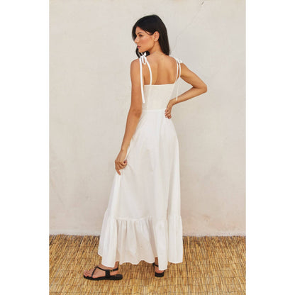 Cotton Poplin Ruched Detail Maxi Dress (1) - Salt &amp; Creek