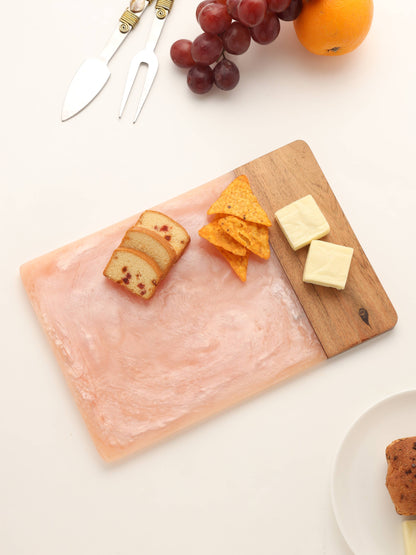 Pink Resin &amp; Wood Cheese Board