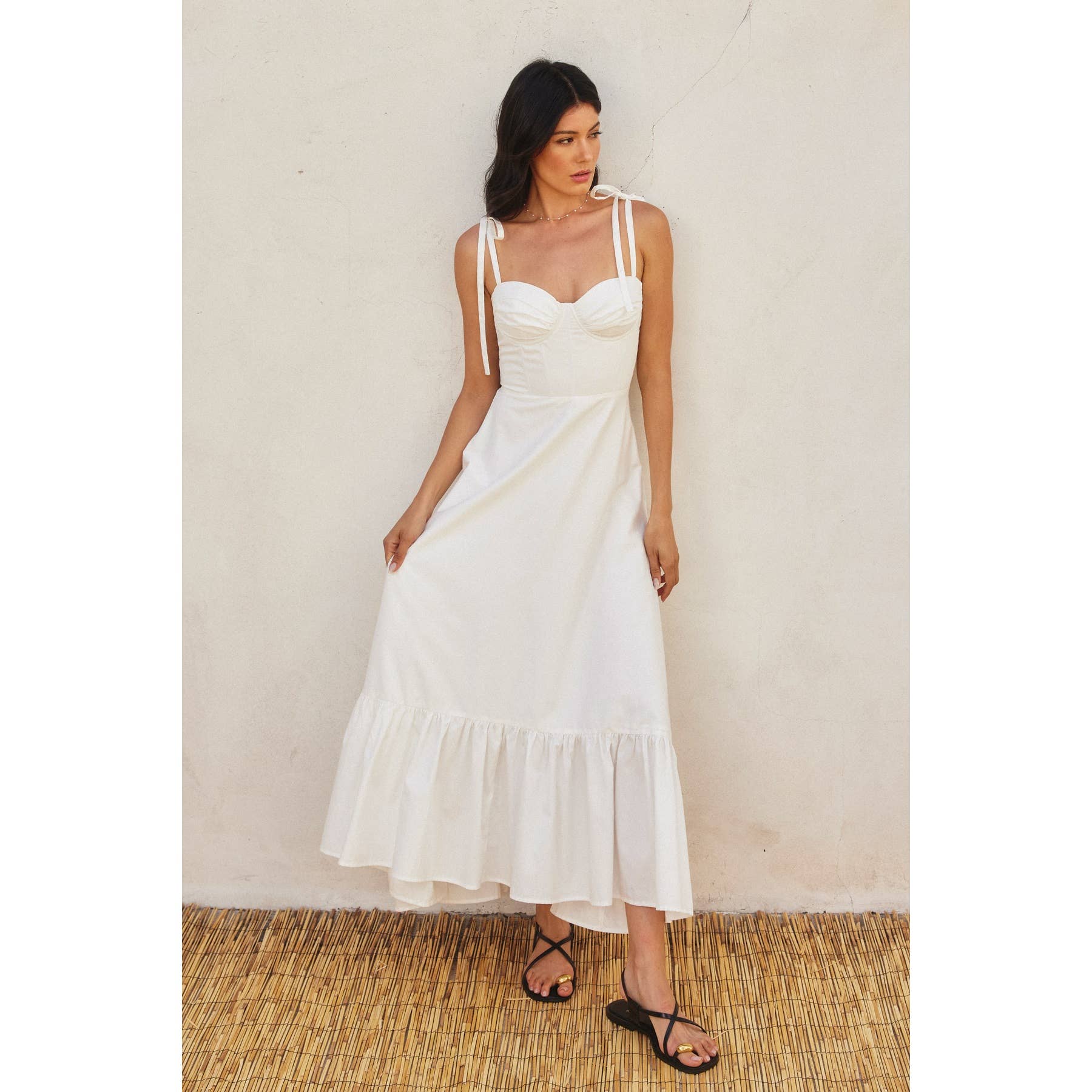 Cotton Poplin Ruched Detail Maxi Dress (1) - Salt &amp; Creek
